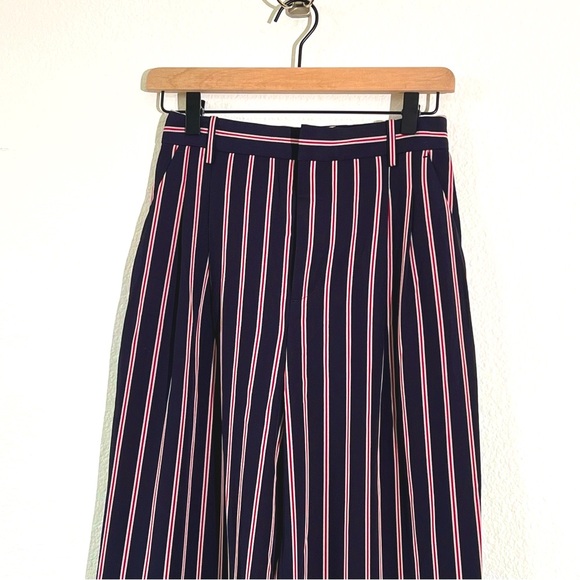 Zara Basic Striped Wide-Leg Pants Trousers, XS, High-Waisted, Minimalist - Picture 1 of 14